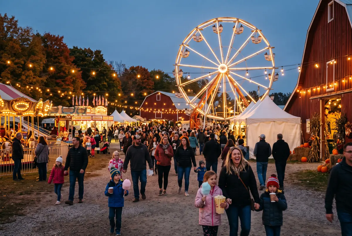 Illustrative country fall fair at dusk